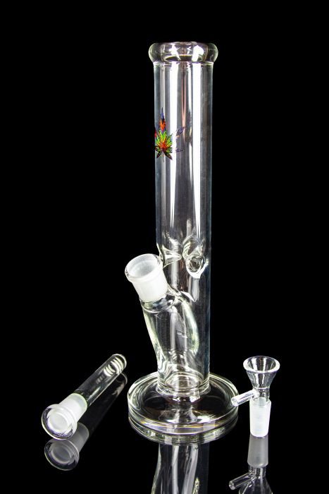 Rainbow Pot Leaf Straight Tube Water Pipe