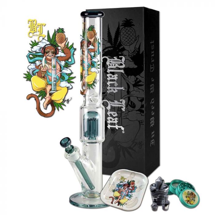 Black Leaf  Beaker Ice Bong with Drum Percolator | Boxed Set
