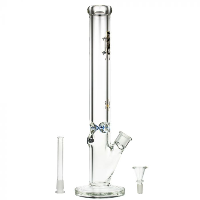 Black Leaf 9mm Straight Ice Bong | 45 cm - Downstem and Bowl Included 