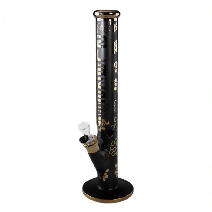 Blaze Glass Straight Ice Bong | Metallic Gold and Matt Anthracite main product photo