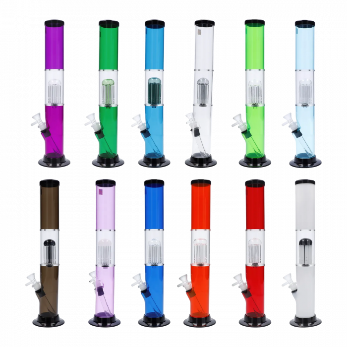 JM Plastics Straight Tube with Glass Perc Acrylic Water Pipe main product photo