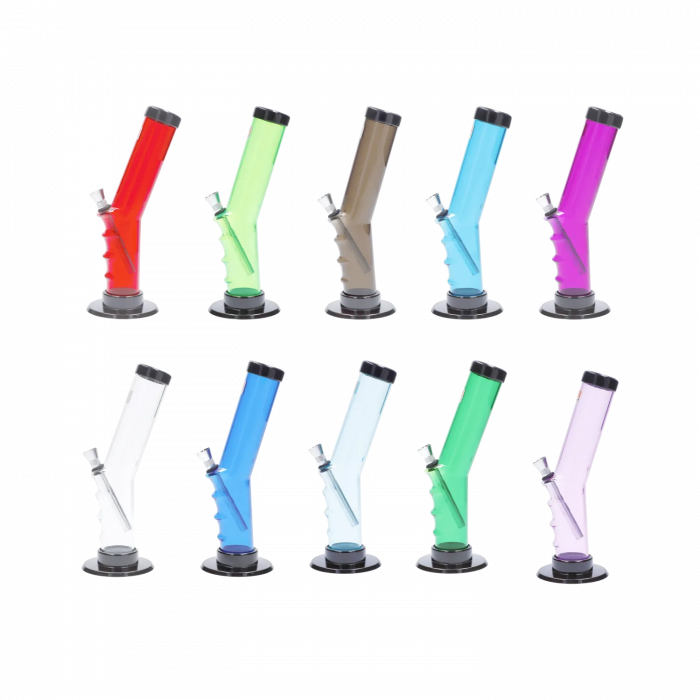 JM Plastics Bent Neck Straight Tube with Grip Acrylic Water Pipe - 9 in. main product photo