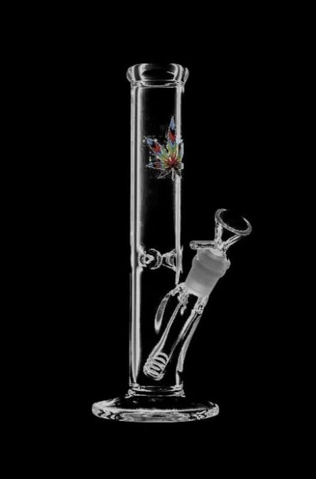 Rainbow Pot Leaf Straight Tube Water Pipe