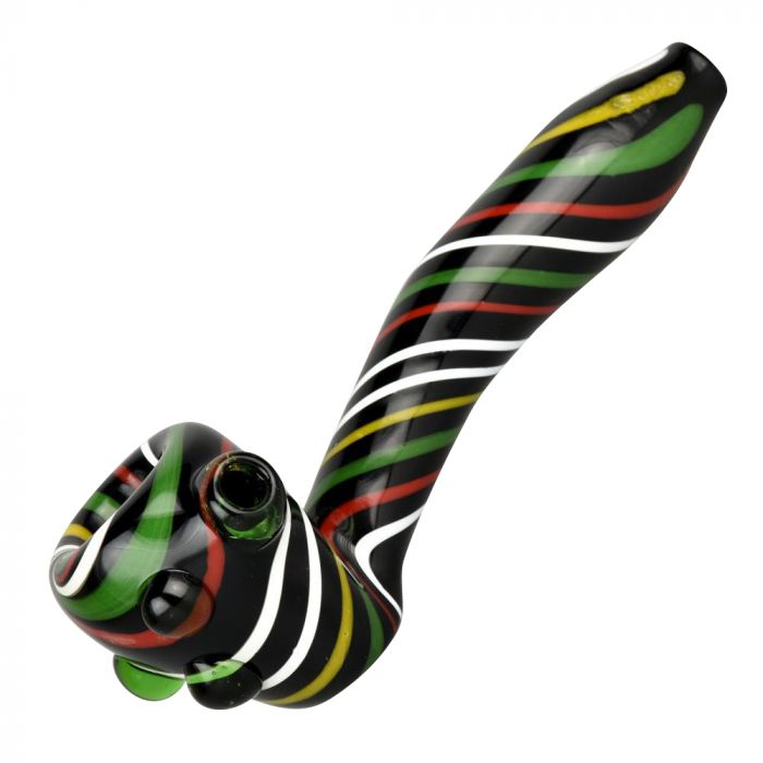 Black Rasta Candy Cane Swirl Hand Pipe main product photo