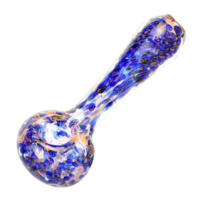 Blue & Gold Fumed Swirl Spoon Pipe main product photo