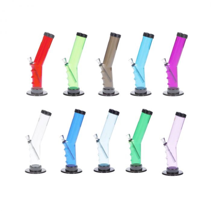 JM Plastics Bent Neck Straight Tube with Grip Acrylic Water Pipe - 9 in. main product photo