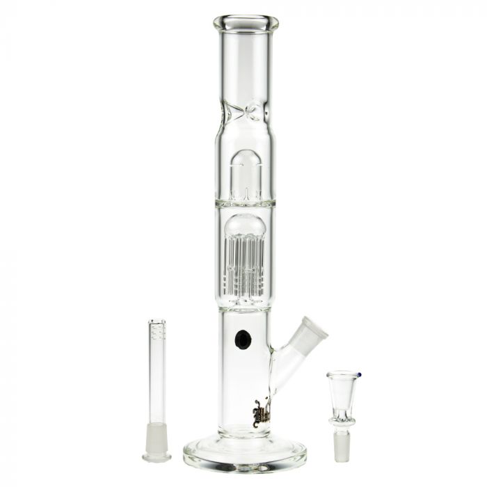 Black Leaf - ELITE Cylinder 6-arm Perc Bong with Carb Hole - Downstem and Herb Bowl Included
