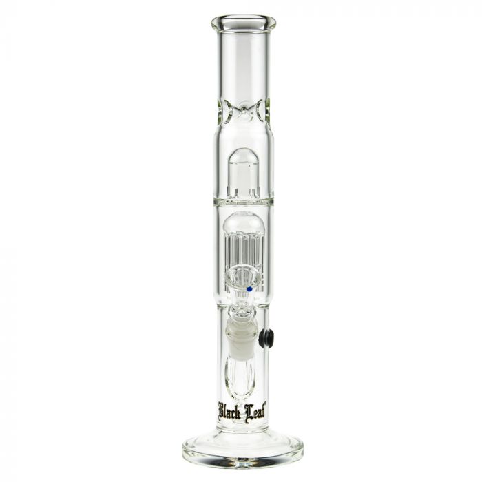 Black Leaf - ELITE Cylinder 6-arm Perc Bong with Carb Hole - Front View 