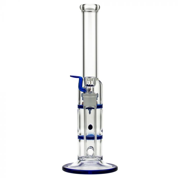 Black Leaf Glass Bong with Double HoneyComb Disc Perc | 32cm - Front View 