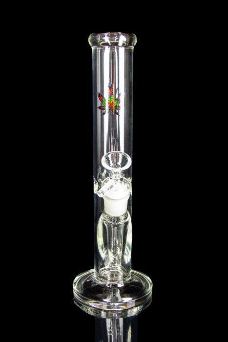 Rainbow Pot Leaf Straight Tube Water Pipe