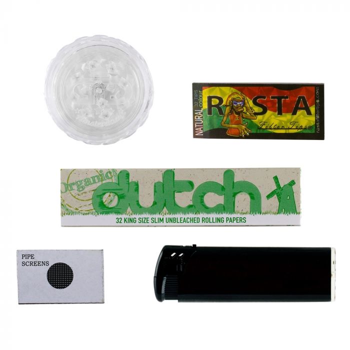 Amsterdam 420 Rasta Beaker Base Glass Bong Gift Set | 9 Inch - Accessories 
