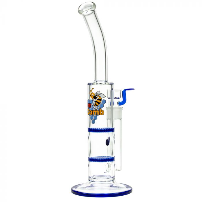 Black Leaf - Glass Bong with Double HoneyComb Disc Perc - 36cm - Side View 5