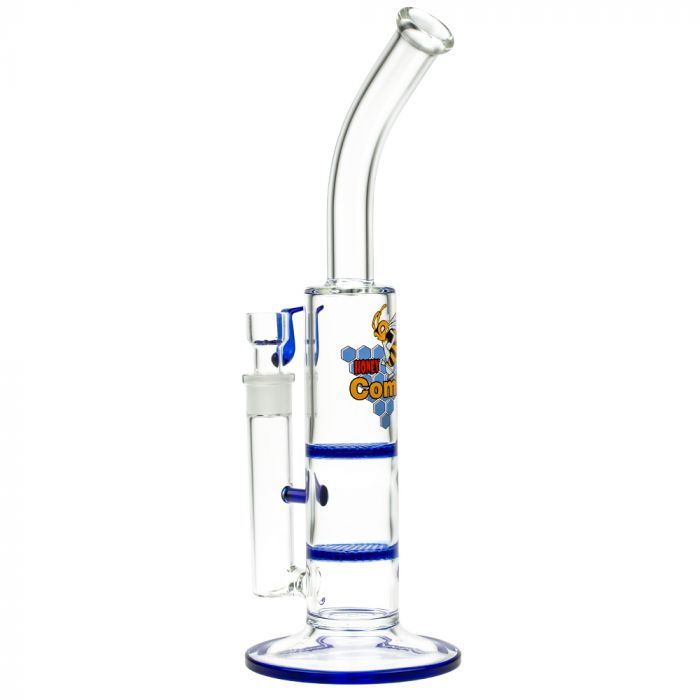 Black Leaf - Glass Bong with Double HoneyComb Disc Perc - 36cm - Side View 4