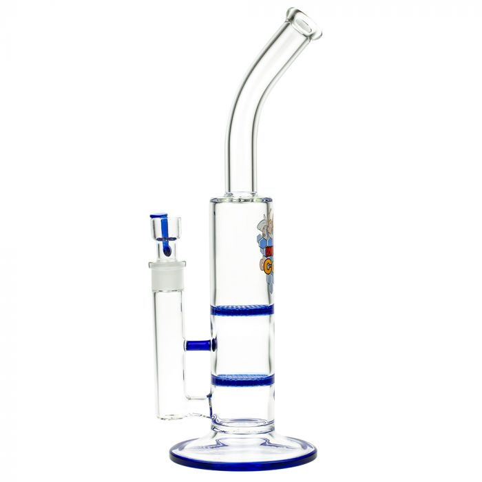 Black Leaf - Glass Bong with Double HoneyComb Disc Perc - 36cm - Side View 3