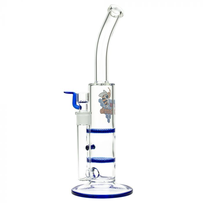 Black Leaf - Glass Bong with Double HoneyComb Disc Perc - 36cm - Side View 2
