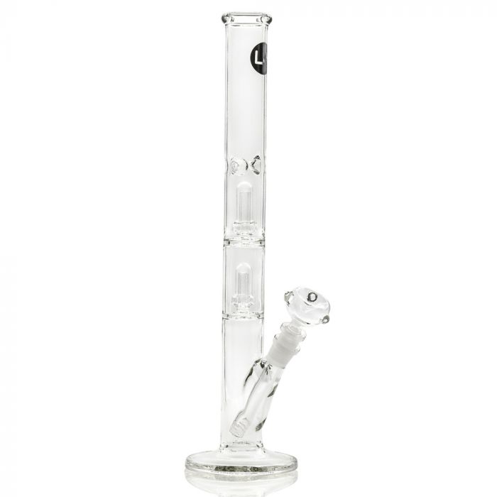 LA Pipes Straight Ice Bong with Double Showerhead Percolator | 14 Inch