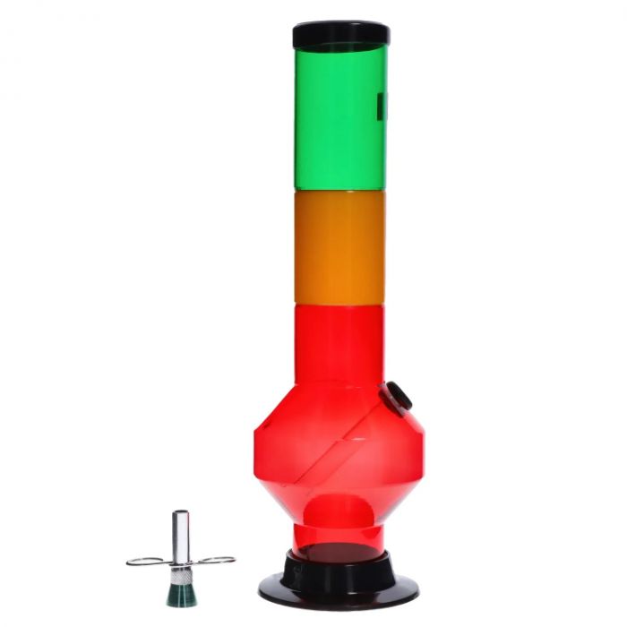 JM Plastics Rasta Geometric with Pull Slide Acrylic Water Pipe main product photo