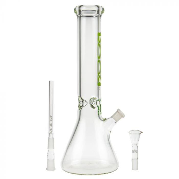 ROOR Little Sista Beaker Ice Bong 7.0mm Green logo | 35cm | 14.5mm - Downstem and Herb Bowl Included 