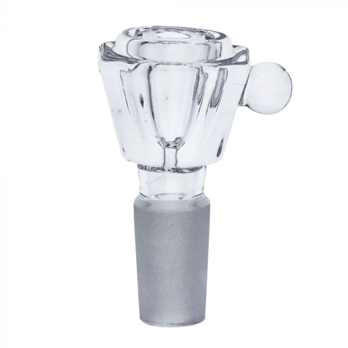 Glass Diamond Herb Bowl with Handle | 14.5mm | Clear | Side View