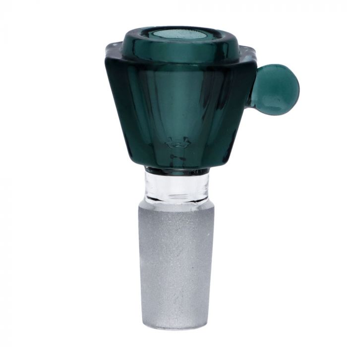Glass Diamond Herb Bowl with Handle | 14.5mm | Teal | Side View 