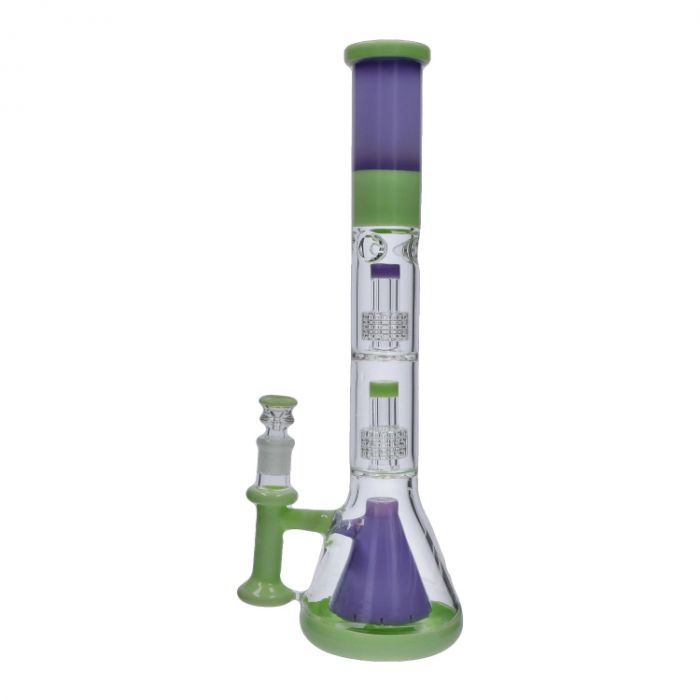 Retro Pastel Beaker with Dual Tree & Pyramid Perc Water Pipe - Milky Green - 19.7 in. Milky Green main product photo