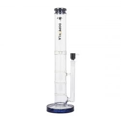 Dopezilla Cerberus Straight Triple HoneyComb Ice Bong | 16 Inch | Black