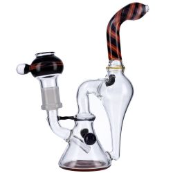 Cyclone Recycler Bubbler | 7 Inches | Black Red Yellow | side view 1