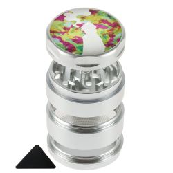 The Beach Bum 4-part Magnetic Aluminum Grinder | Moondog | Silver - Disassembled