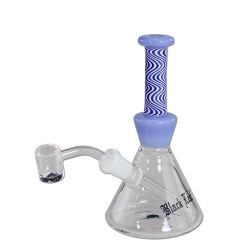 Black Leaf Colored Wavy Dab Rig | Blue