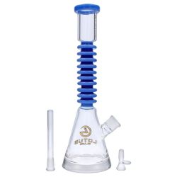 9mm Ringed Neck Water Pipe - Blue & Black - 18 in.