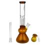 Black Leaf Glass Beaker Base Ice Bong with Precooler - Amber - Herb bowl and diffuser included