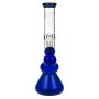 Black Leaf Glass Beaker Base Ice Bong with Precooler - Blue - Front view 