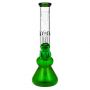 Black Leaf Glass Beaker Base Ice Bong with Precooler - Green - Front view 