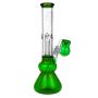 Black Leaf Glass Beaker Base Ice Bong with Precooler - Green - Side view 4