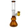 Black Leaf Glass Beaker Base Ice Bong with Precooler - Amber - Side view 4