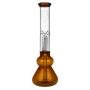 Black Leaf Glass Beaker Base Ice Bong with Precooler - Amber - Back view 