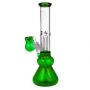 Black Leaf Glass Beaker Base Ice Bong with Precooler - Green - Side view 3