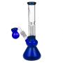 Black Leaf Glass Beaker Base Ice Bong with Precooler - Blue - Side view 2