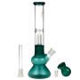 Black Leaf Glass Beaker Base Ice Bong with Precooler - Emerald Green - Herb bowl and diffuser included