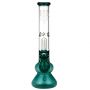 Black Leaf Glass Beaker Base Ice Bong with Precooler - Emerald Green - Front View 