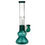 Black Leaf Glass Beaker Base Ice Bong with Precooler - Emerald Green - Side View 5