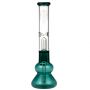 Black Leaf Glass Beaker Base Ice Bong with Precooler - Emerald Green - Back View 
