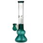 Black Leaf Glass Beaker Base Ice Bong with Precooler - Emerald Green - Side View 4