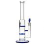 Black Leaf Glass Bong with Double HoneyComb Disc Perc | 32cm - Side View 6