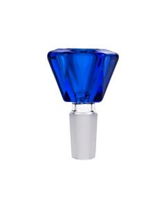 Colored Glass Diamond Shaped Herb Bowl | Male Joint | Blue | Side view 