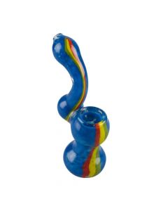 Glass Fritted Bubbler with Rasta Stripe