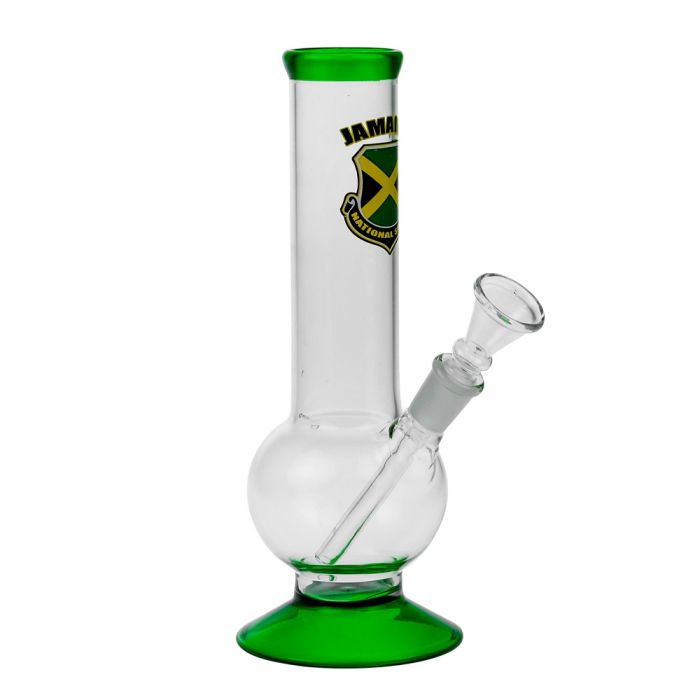 Country Bouncer Bubble Base Glass Bong with Green Accents