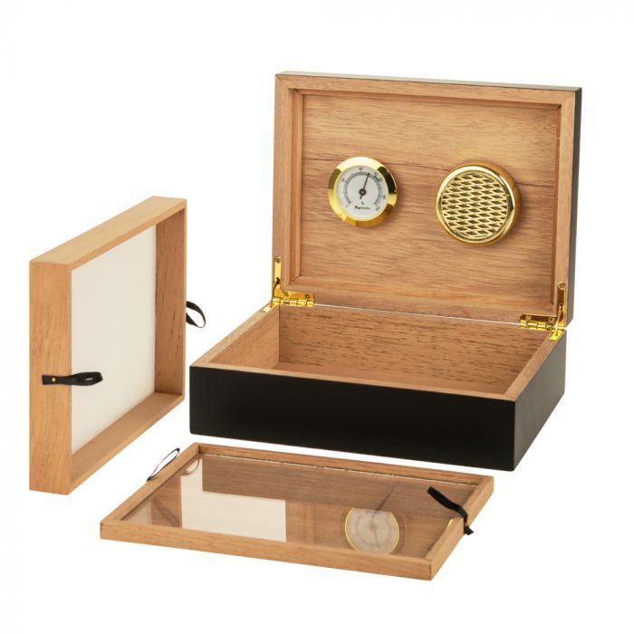 Sigaro Personal Humidor Wood Box with Hygrometer
