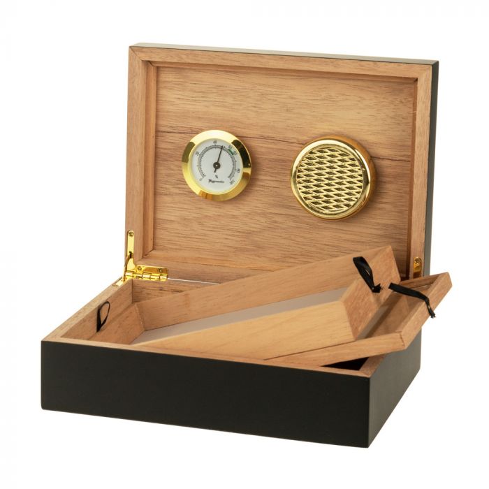 Humidor mini metal gold cigar hygrometer