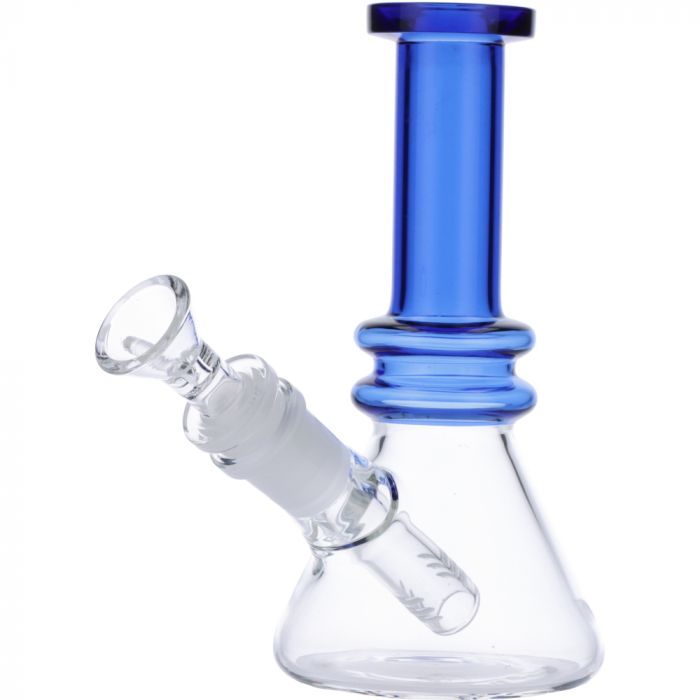 Glass Bubble Base Mini Bong with Colored Neck | 6 Inch